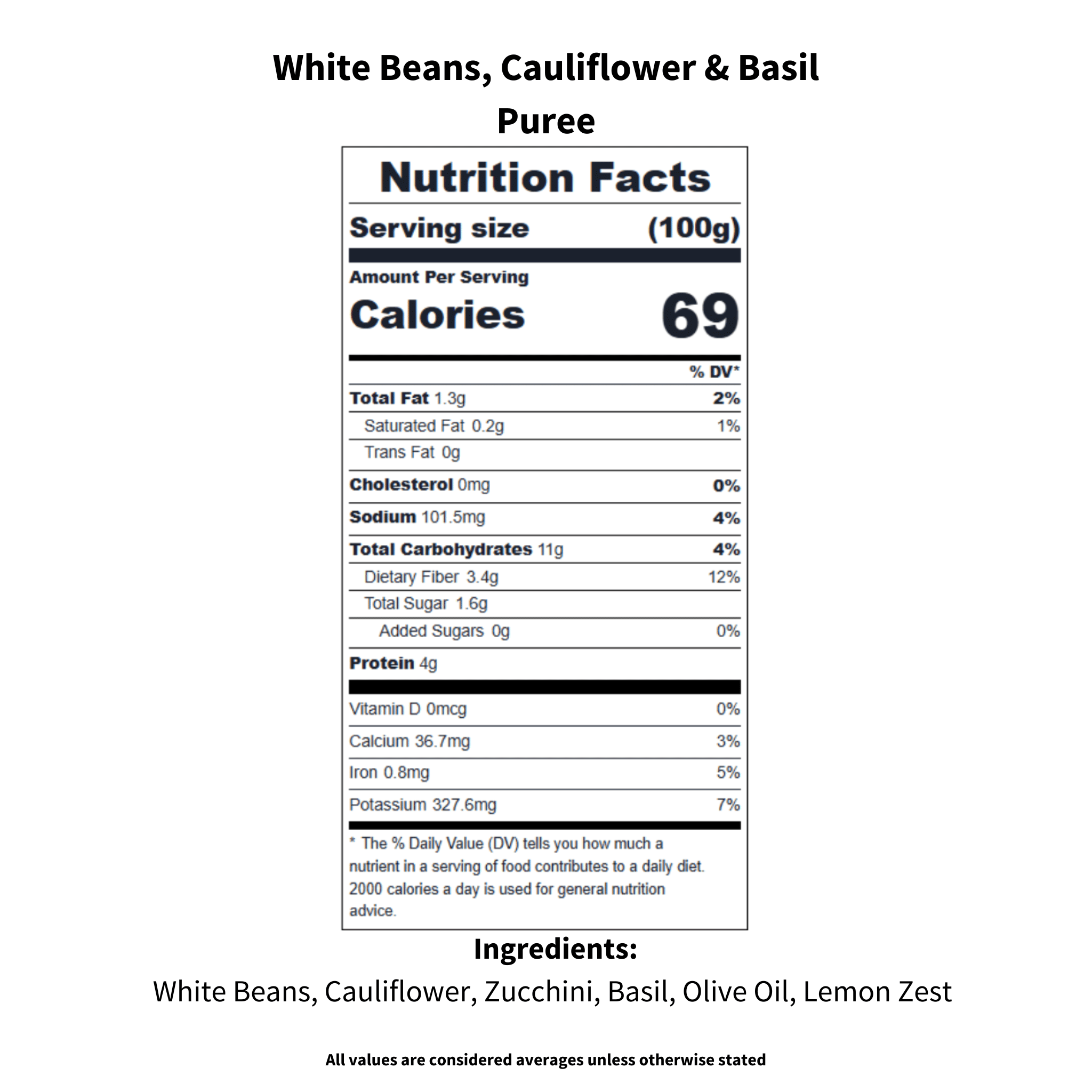 White Beans, Cauliflower & Basil | 4 Servings per pack
