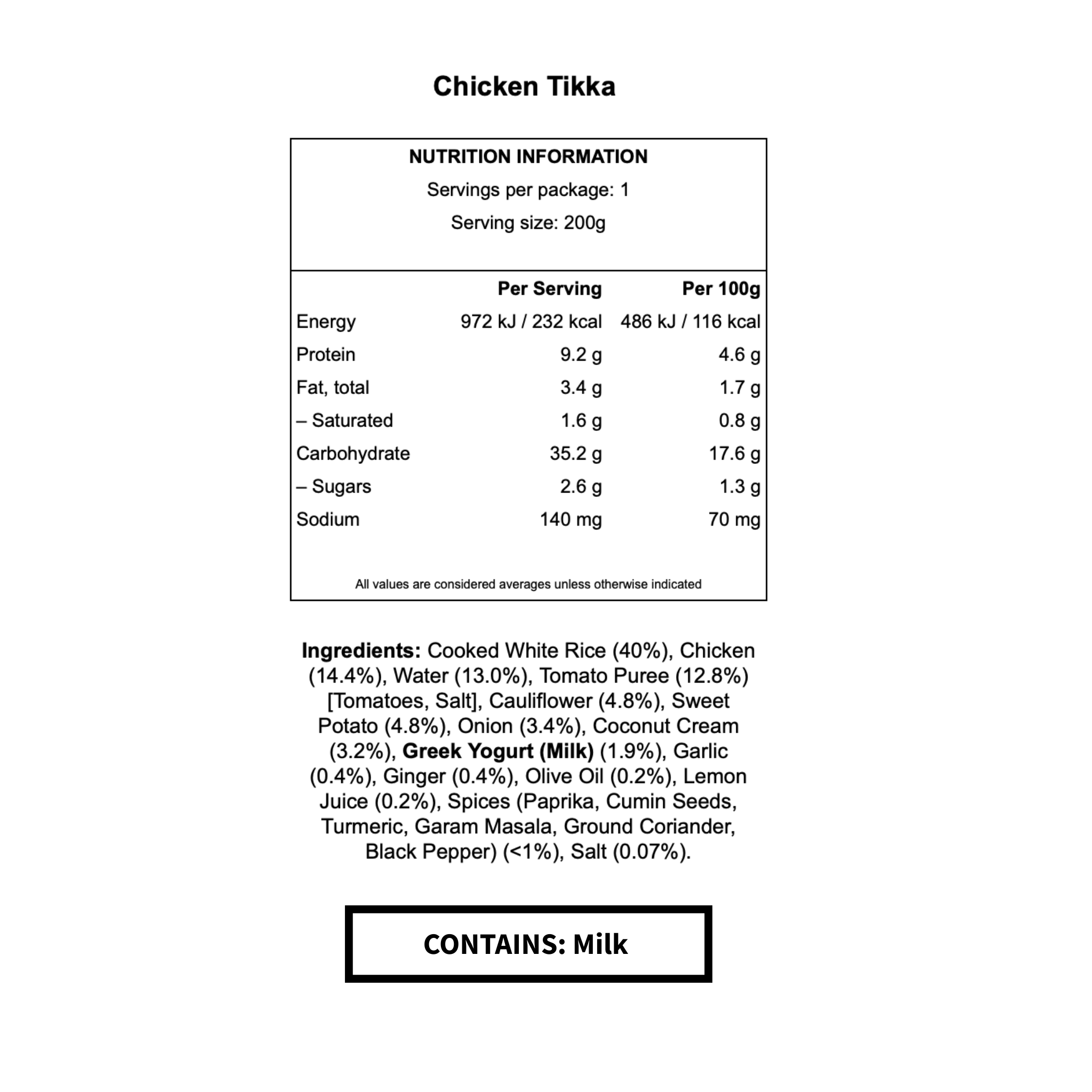 Chicken Tikka Curry
